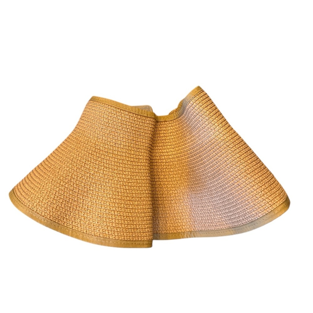 NWOT, Rattan Razor Hat with Bow Detail, Tan N11